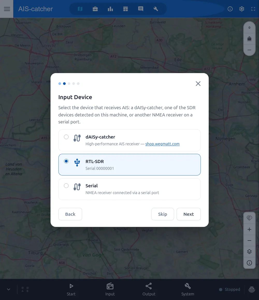 Setup wizard — input device
